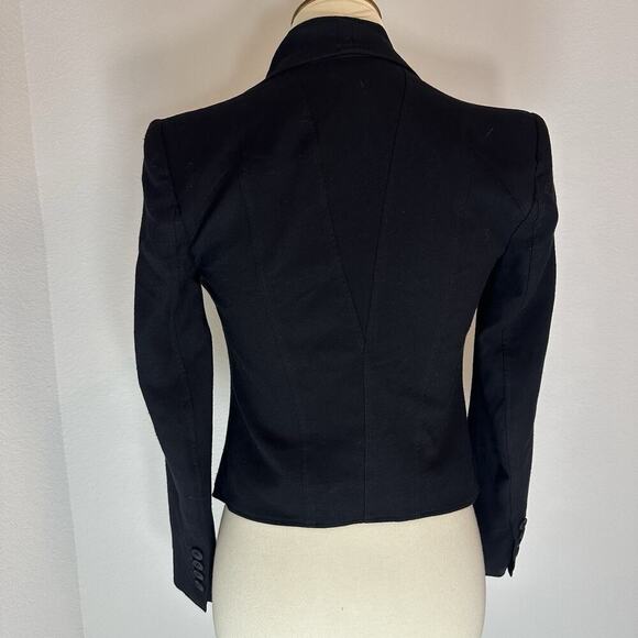HELMUT LANG Blazer XS Black Tux Cropped Hidden Button Closure Asymmetric Career - Picture 6 of 12